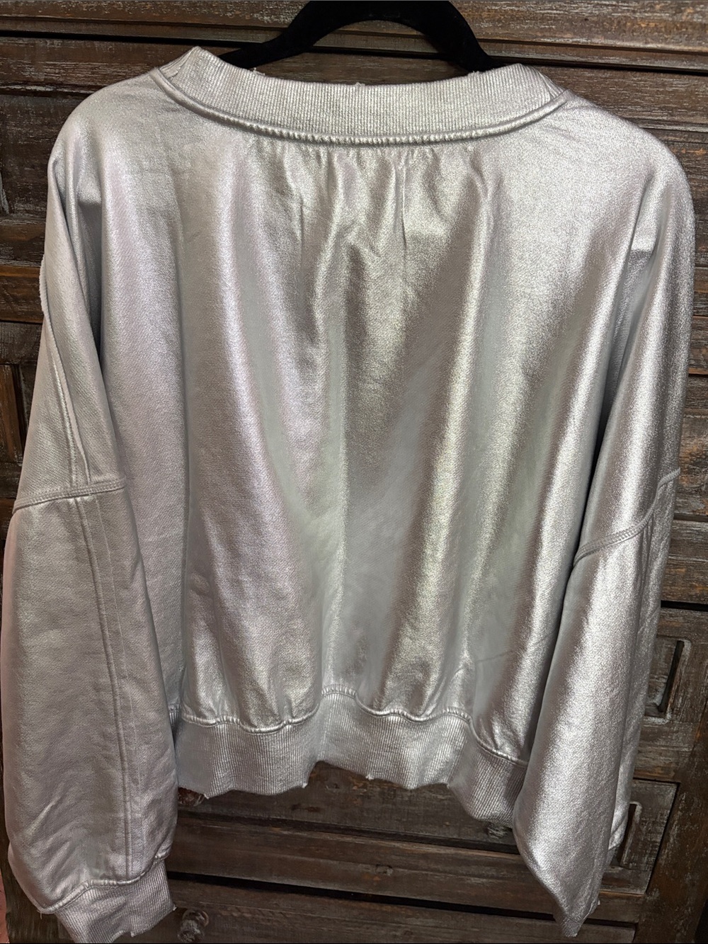 Free People Metallic Silver Crew Sweatshirt - Picture 5 of 5